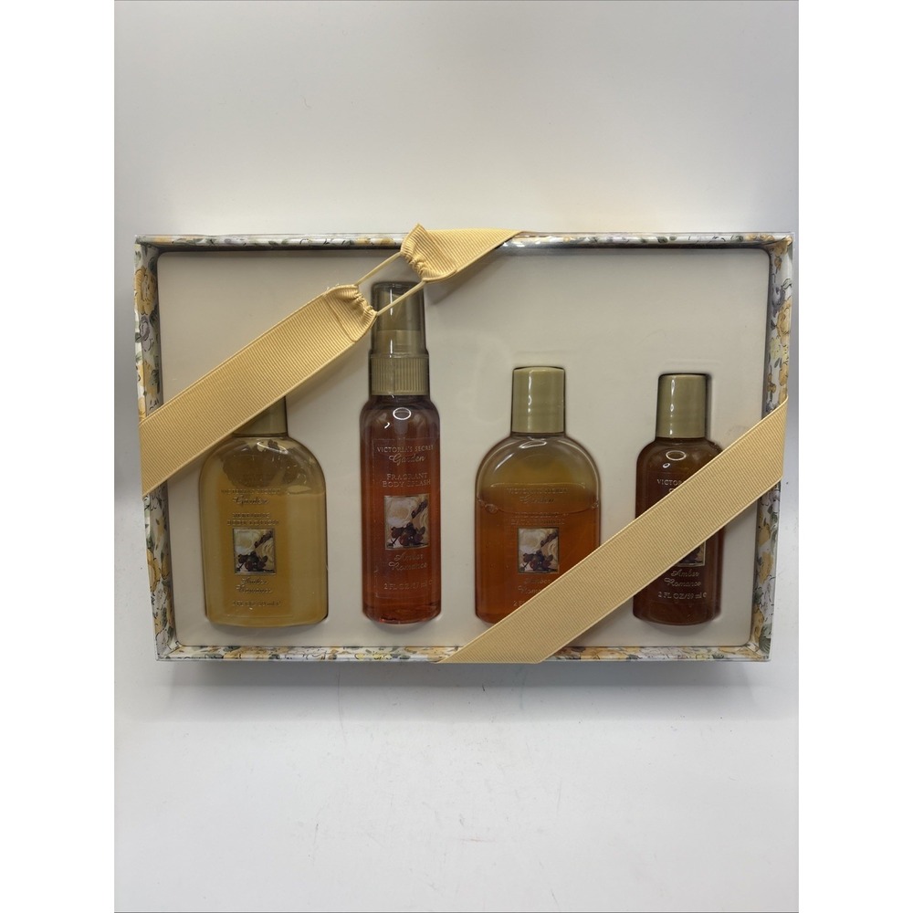 Victorias Secret Garden Amber Romance 4pc Gift Set 2oz Each Lotion Splash Gel…